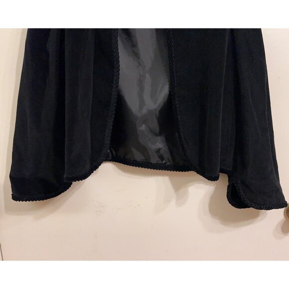 Vintage Black Velvet  Jacket Sz 11/12 Open  Front Braided Trim Lined Blazer Form - Picture 9 of 15